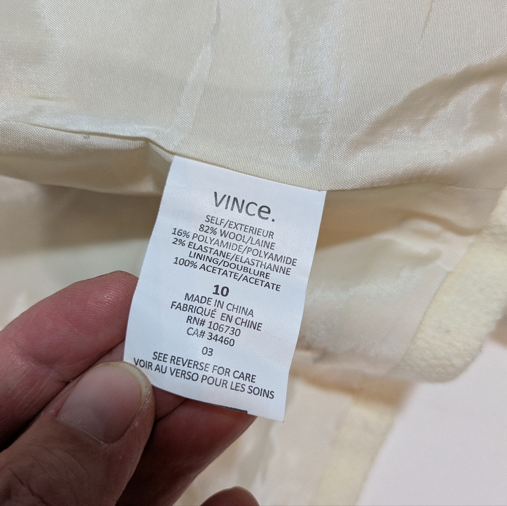 Vince Cream Wool Blend Blazer Jacket - Zipper Detail - Size 10 - Picture 12 of 16